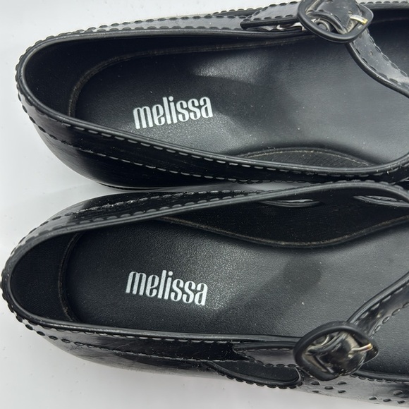 Mini Melissa Black Mary Jane Stacked Shoes Size 4 - Picture 8 of 8
